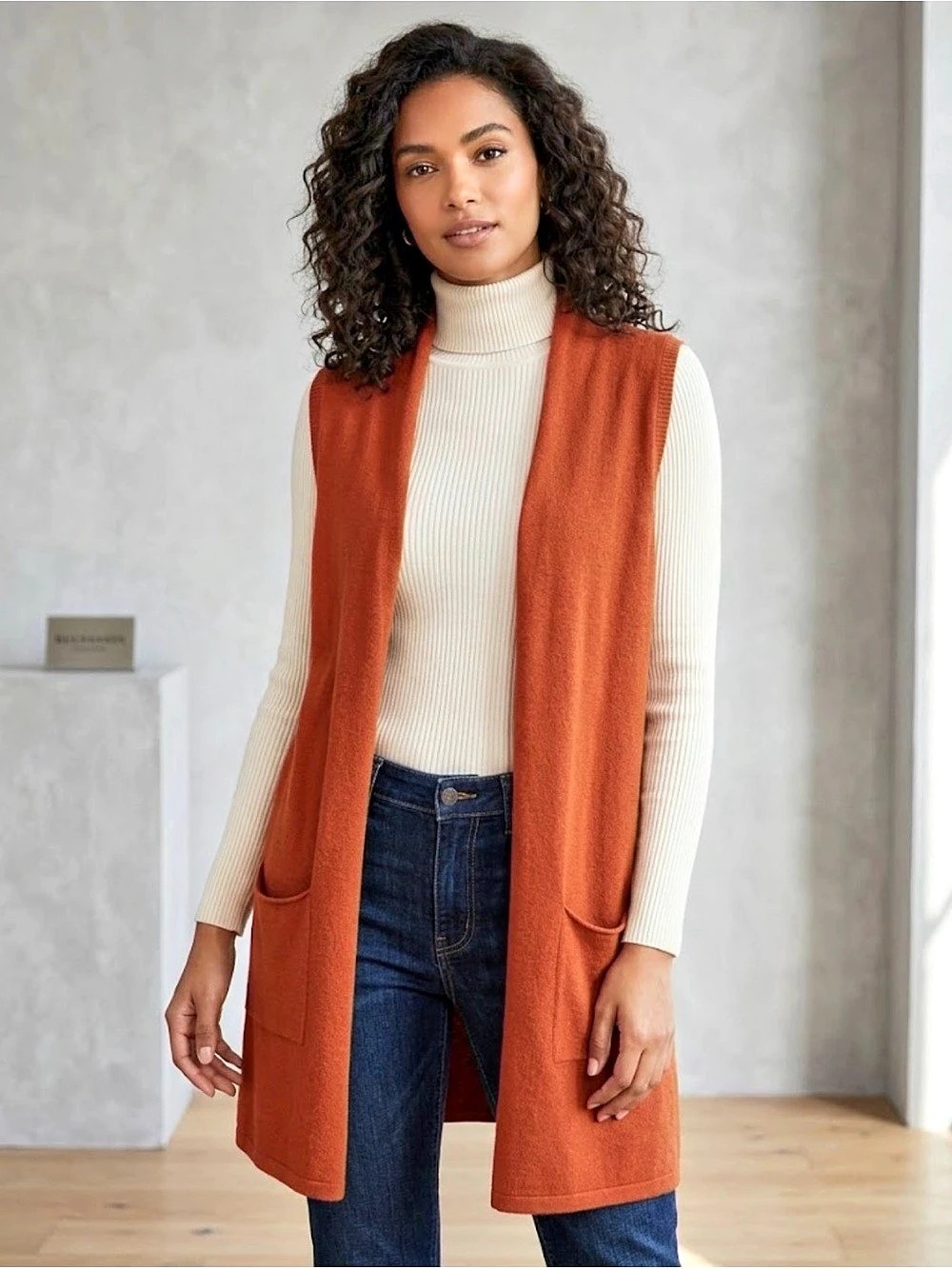 ALIA Sleeveless Open Front Vest